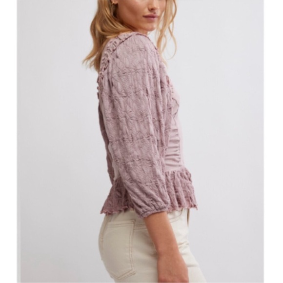 NWT FREE PEOPLE Olivia Pale Mauve Top SZ: L - Picture 3 of 7